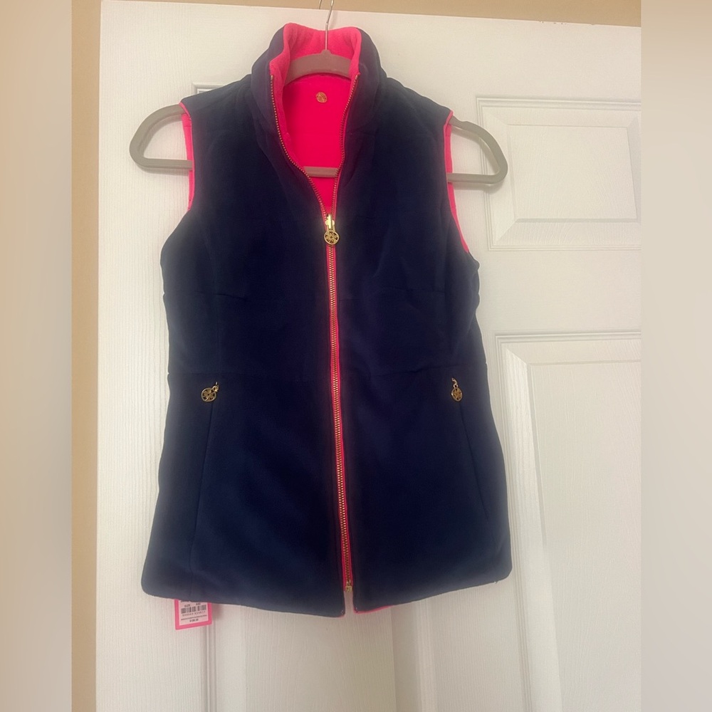 Lilly Pulitzer Navy and Pink Women’s XXS Fleece Vest
